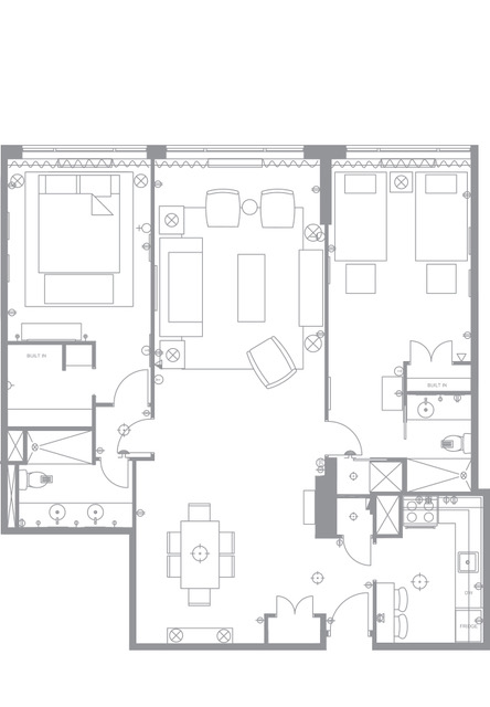 2 Bedroom: 1,205-1,227 SQ FT floor plan. 