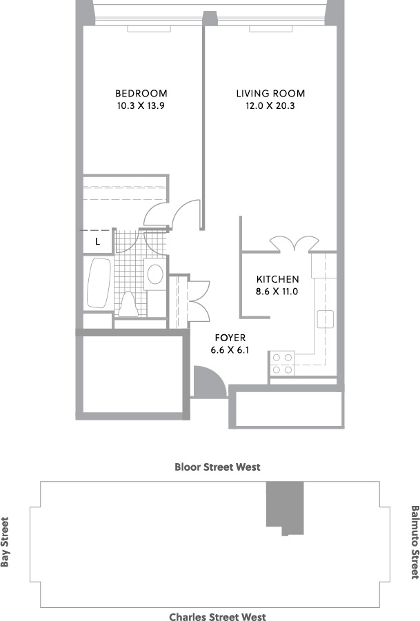 1 Bedroom: 656-739 SQ FT floor plan. 
